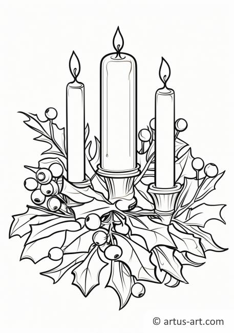 Mistletoe and Candles Coloring Page